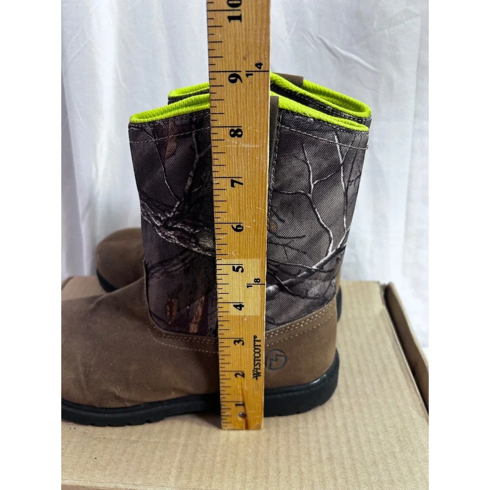 Magellan Outdoors Camo Boots Youth 5D Brown Realtree Edge Neon Kids